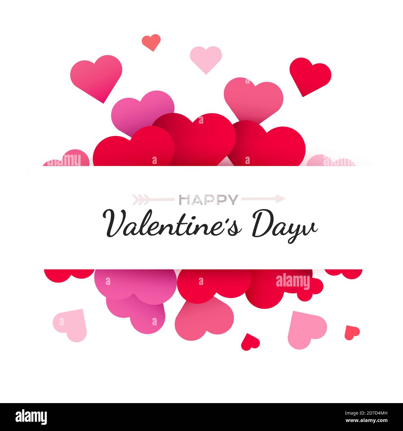 Valentines Day background with red hearts. Cute love banner or greeting ...