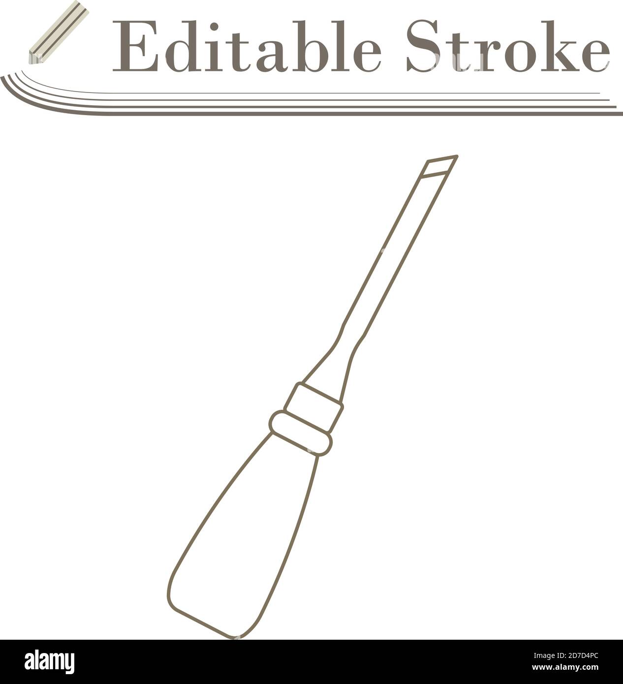 Chisel Icon. Editable Stroke Simple Design. Vector Illustration. Stock Vector