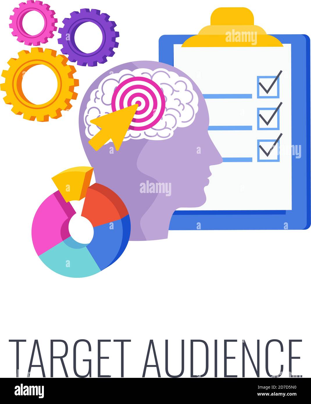 Target audience. Advertising and marketing strategies. Flat vector