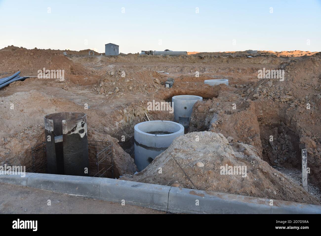 Laying concrete manholes and heating drain pipes and for stormwater