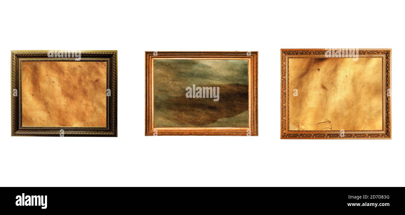 set of vintage paintings isolated on white background Stock Photo - Alamy