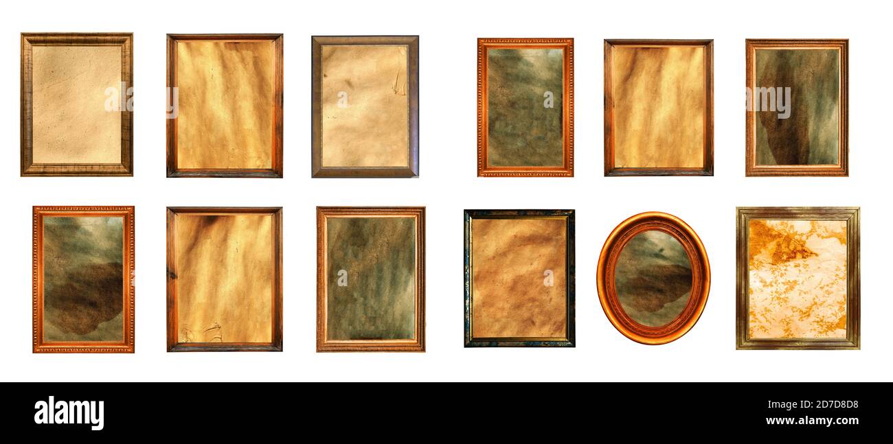 set of vintage paintings isolated on white background Stock Photo - Alamy