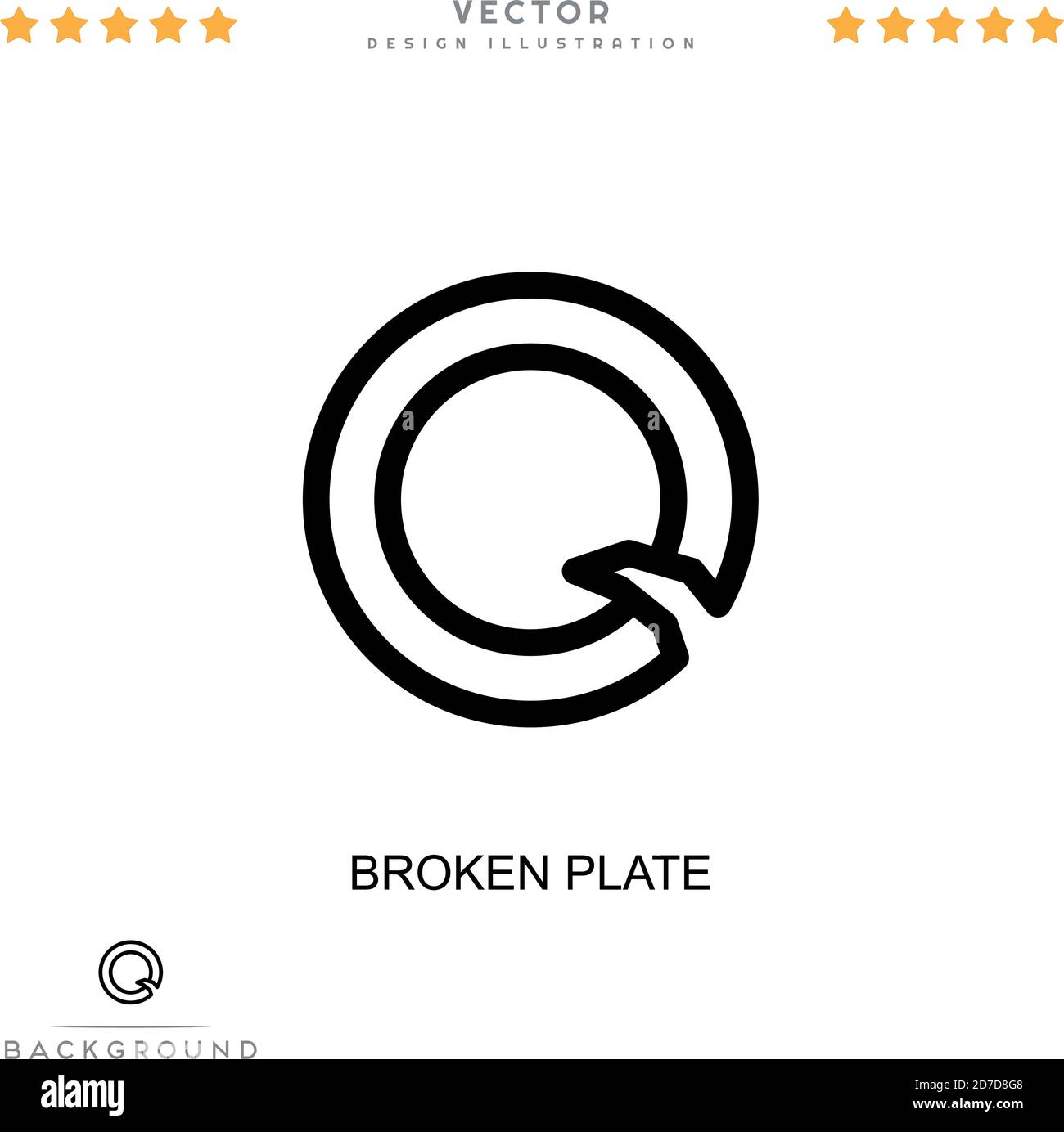 Broken plate icon. Simple element from digital disruption collection. Line Broken plate icon for templates, infographics and more Stock Vector