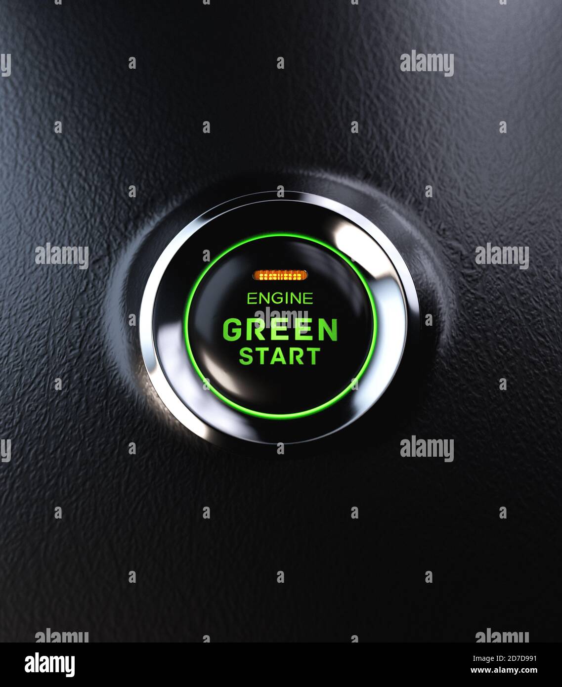 Engine Start Button Go Green Concept. 3D illustration Stock Photo