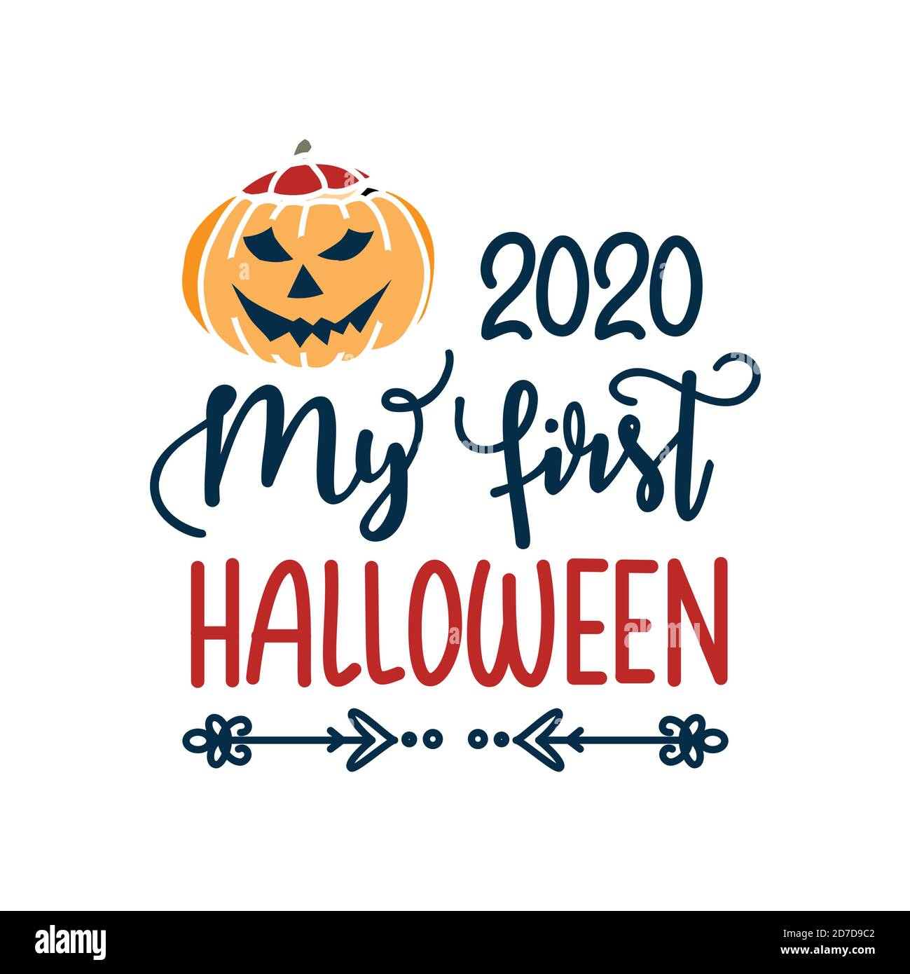 My first Halloween design card isolated on white background Stock