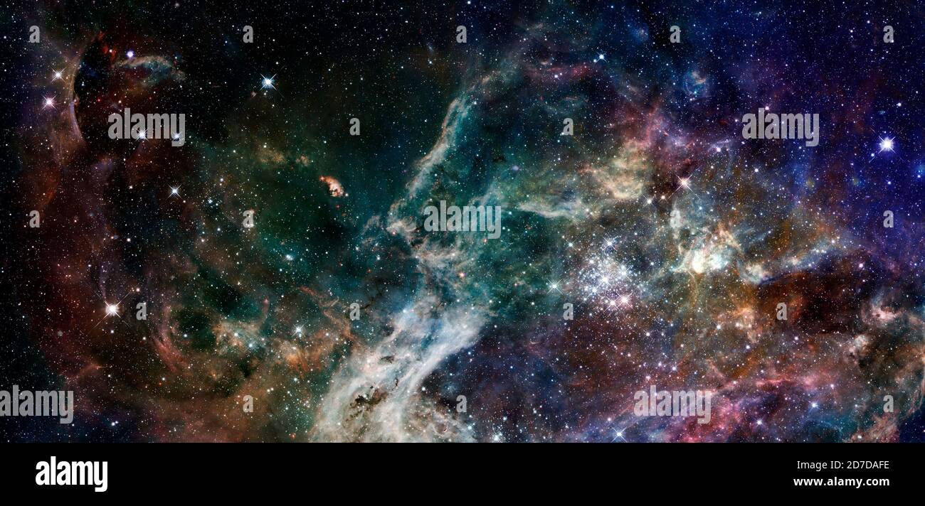 Galaxy cluster. Elements of this image furnished by NASA. Stock Photo
