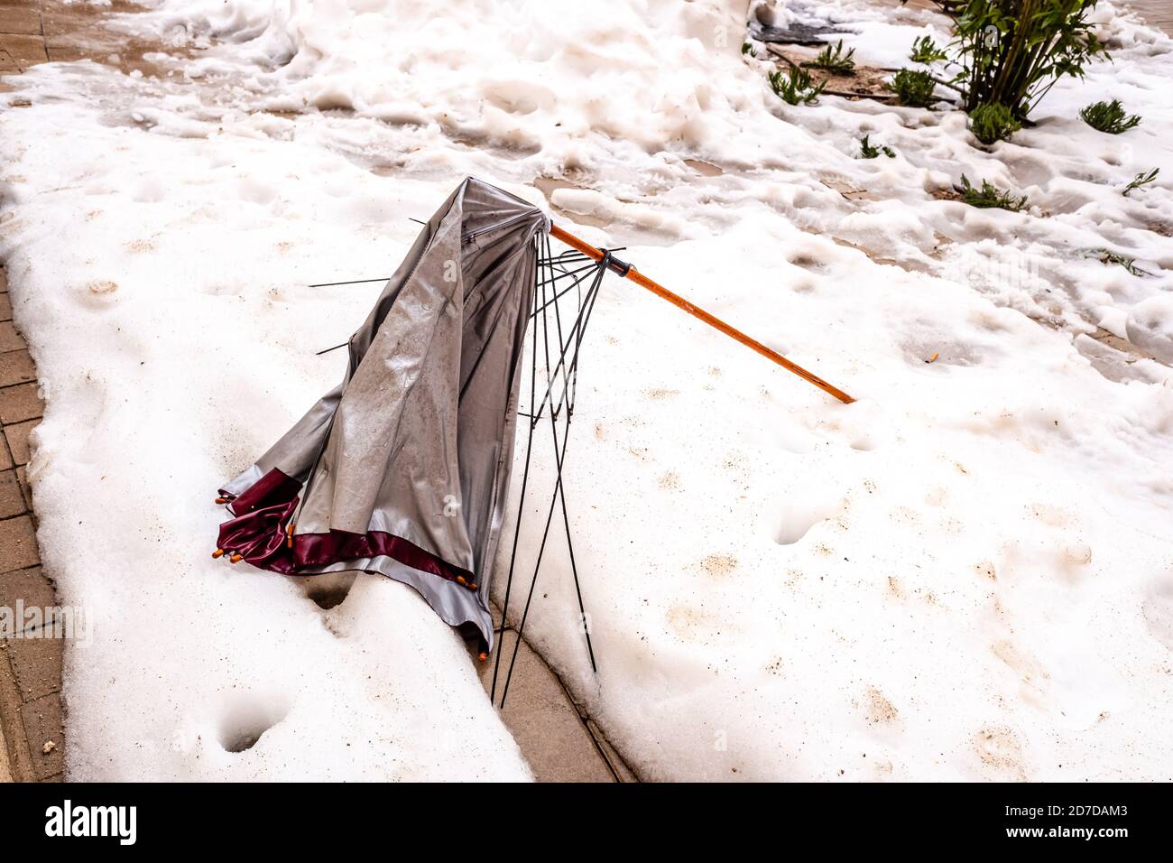 Umbrella destroyed by wind hi-res stock photography and images - Alamy