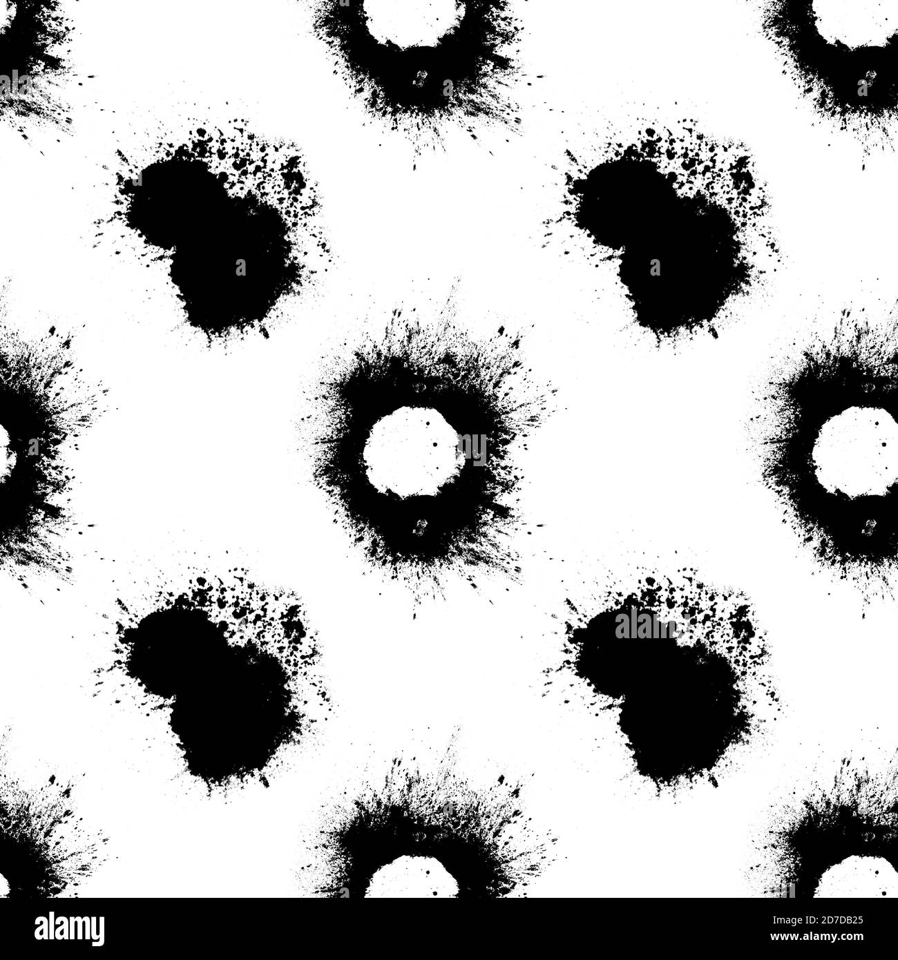 seamless pattern of black spots with splashes isolated on white