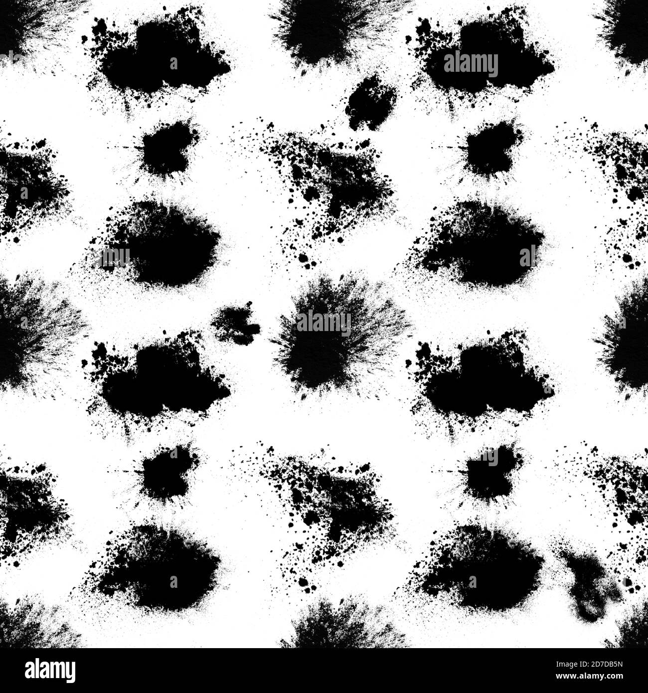 seamless pattern of black spots with splashes isolated on white ...