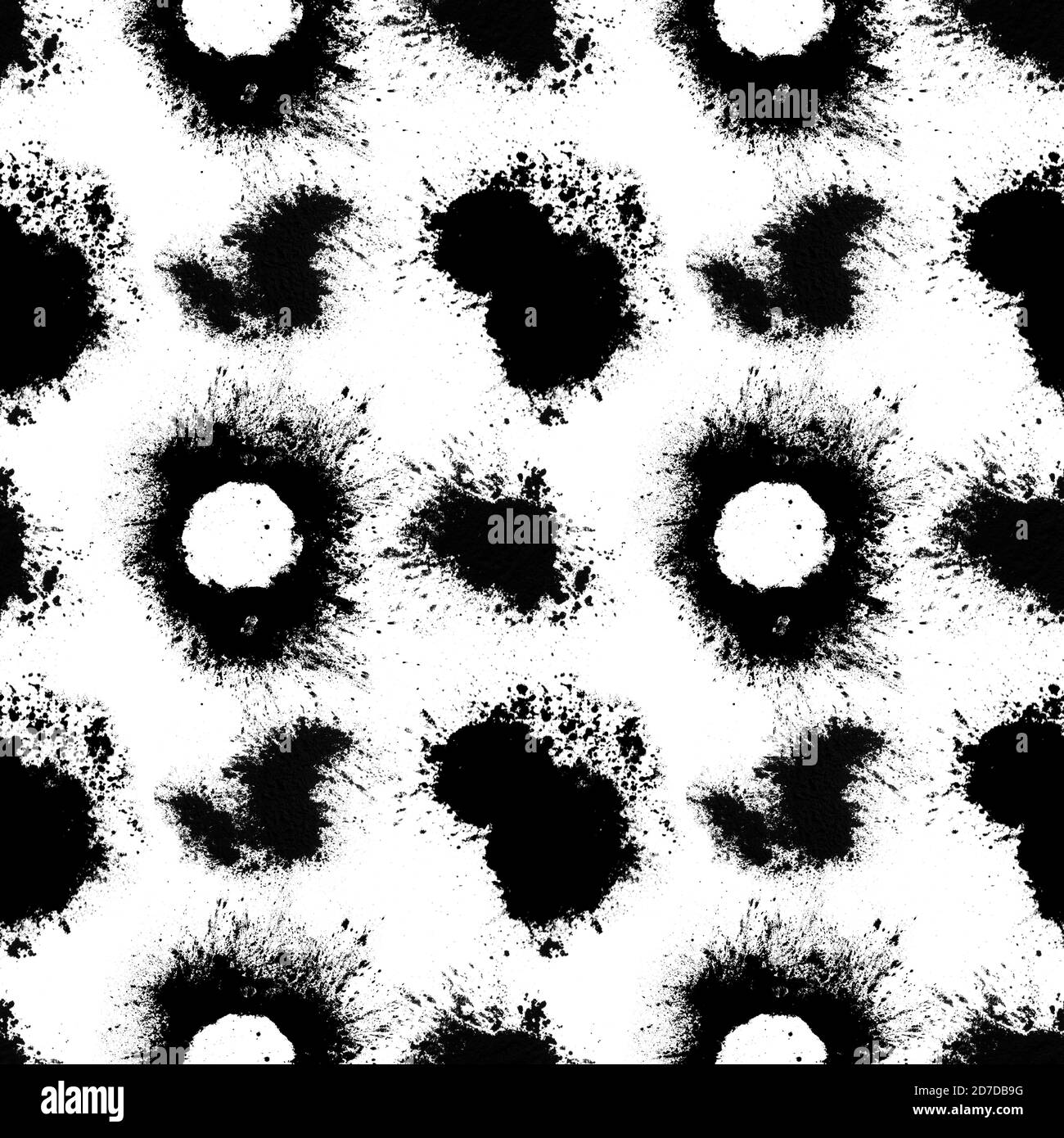 seamless pattern of black spots with splashes isolated on white ...