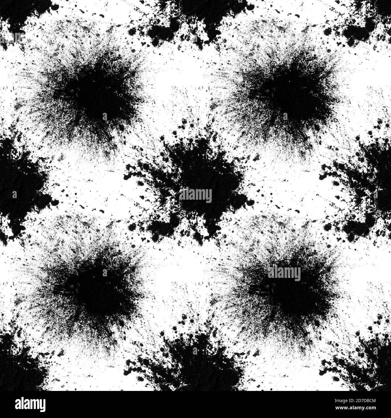 seamless pattern of black spots with splashes isolated on white ...
