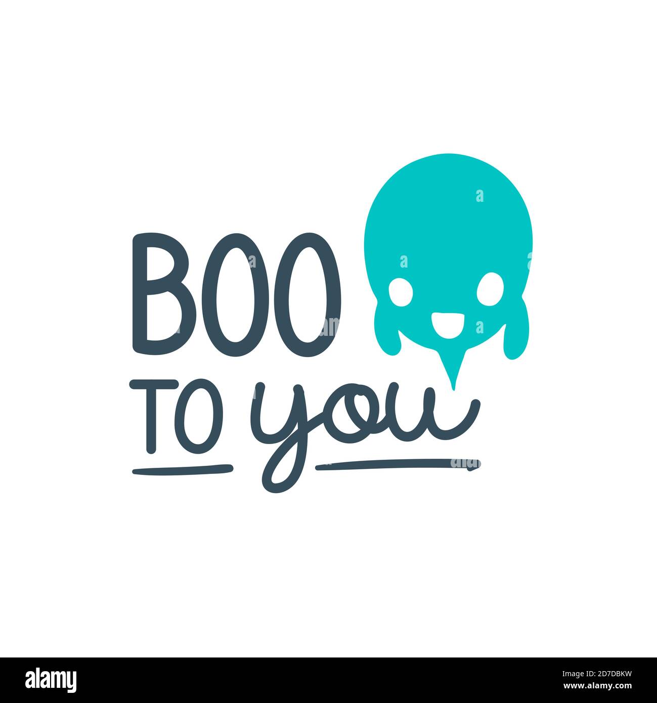 Boo to you. Halloween. Logo, icon and label for your design. Lettering. Celebration motivational slogan. Hand drawn vector illustration. Can be used f Stock Vector