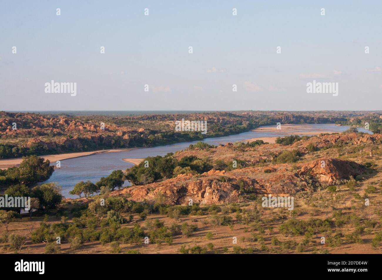 Landscape View of the Limpopo River at Mapungubwe National Park South Africa Stock Photo