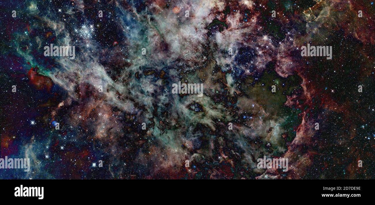 Starry deep outer space. Nebula and galaxy. Elements of this image furnished by NASA. Stock Photo