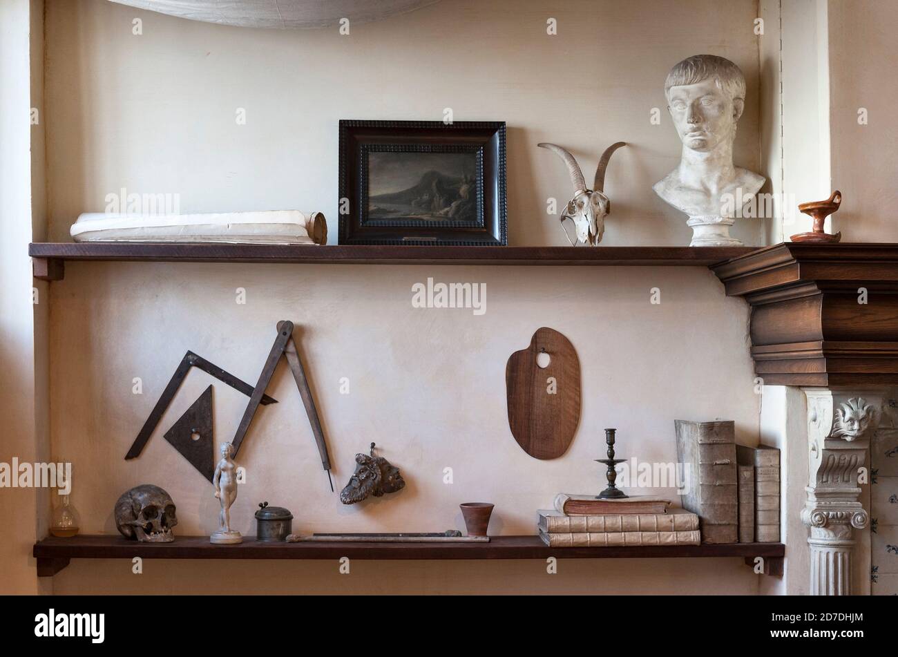 Reconstruction of Rembrandt's studio with his collection of curiosities in the Rembrandt House Museum (het Rembrandthuis), Amsterdam, the Netherlands Stock Photo
