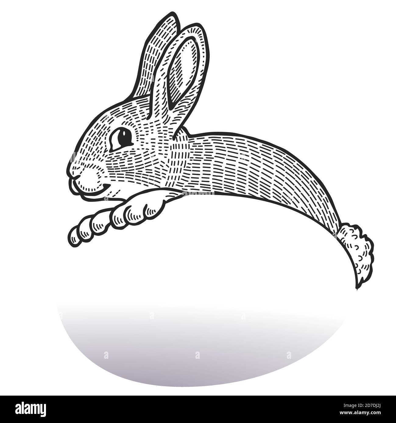 Easter bunny with Easter egg, black on white, cut out vector illustration Stock Vector
