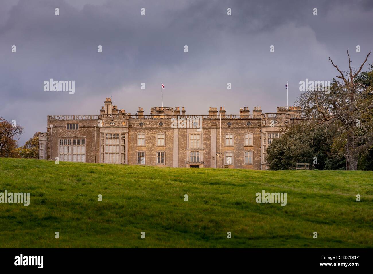 Castle Ashby house view of the rear of the property on a dull cloudy