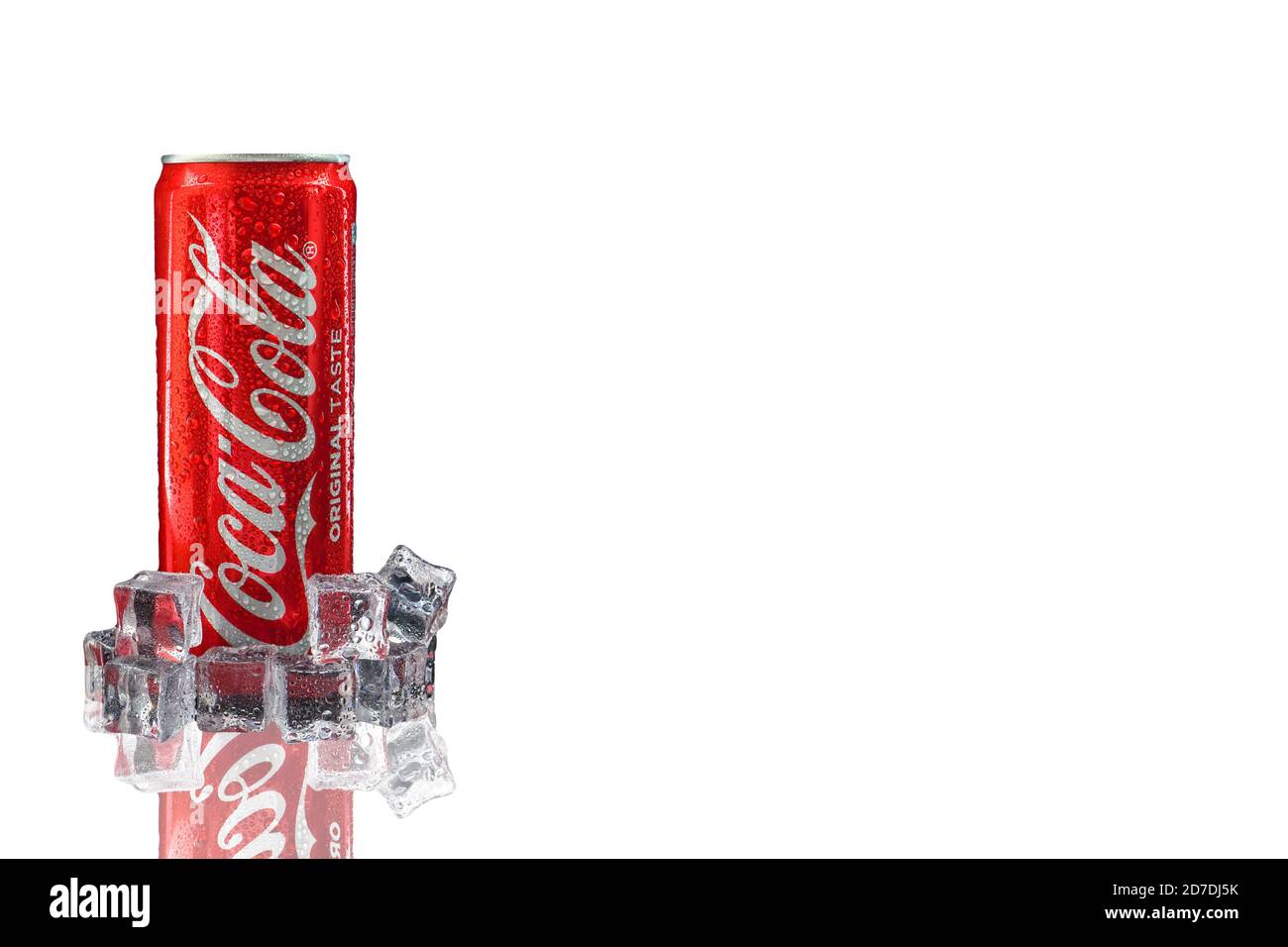 Kuala Lumpur, Malaysia - October 19, 2020 : Coca Cola or Coke Drink on white background Stock Photo