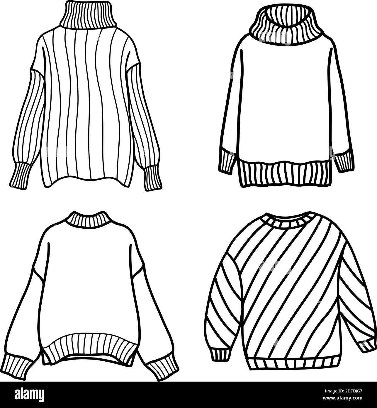 Set of knitted sweaters and jumpers Doodle style Stock Vector Image ...