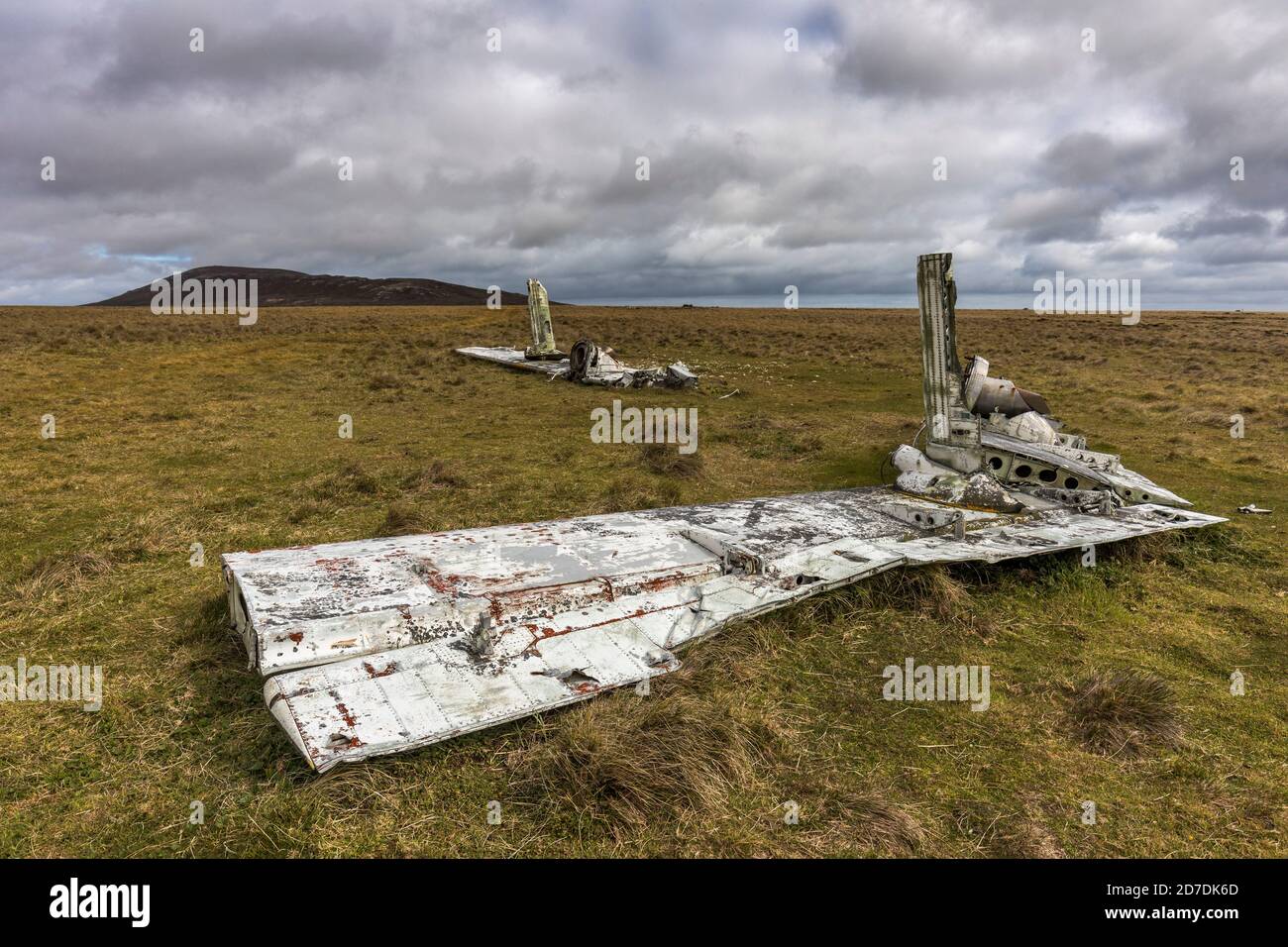 Pebble Island; Argentian Aircraft Debris; Falklands Stock Photo