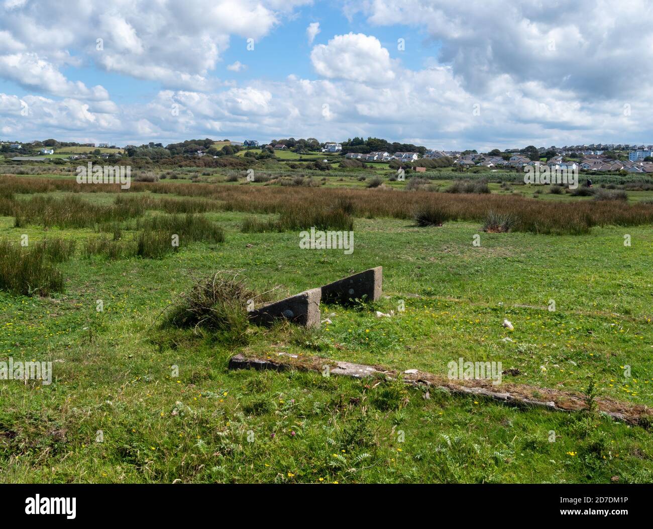 NORTHAM BURROWS, DEVON, ENGLAND - JULY 19 2020: Remains of RAF Northam from WWII. Stock Photo