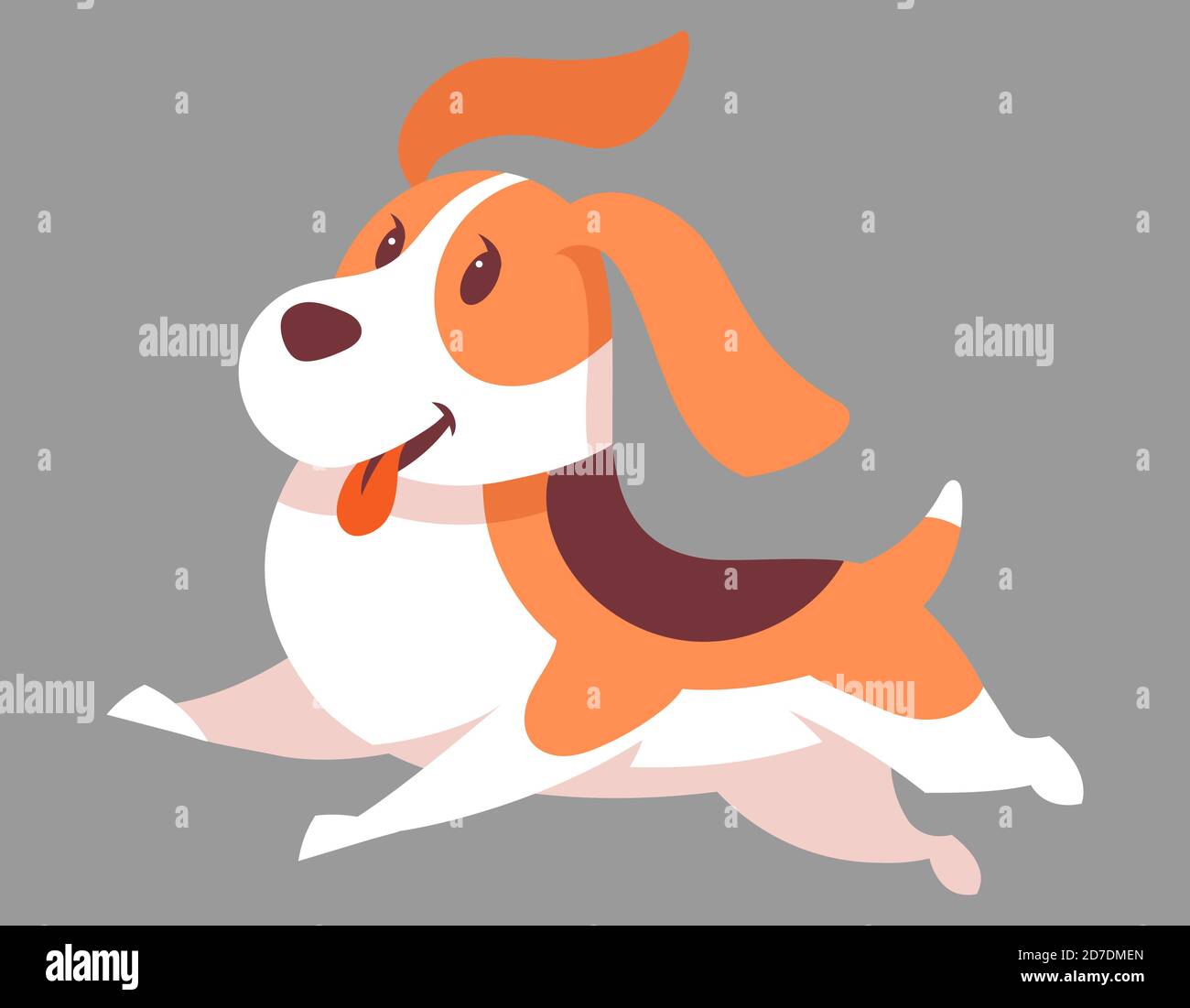 Running Beagle dog. Cute pet in cartoon style. Stock Vector
