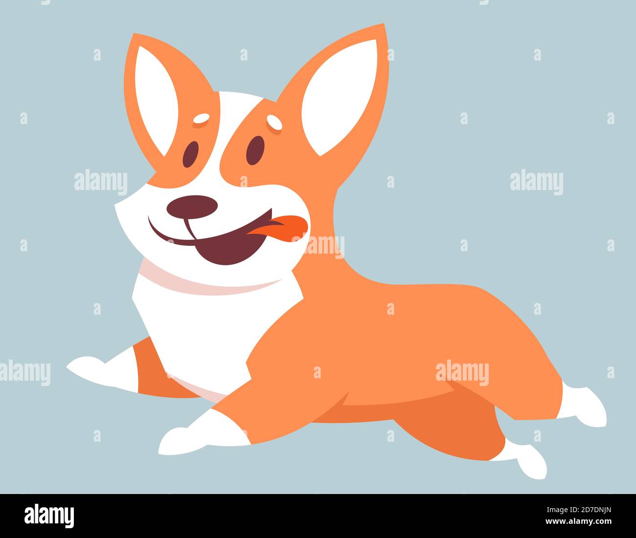 Running Corgi dog. Cute pet in cartoon style. Stock Vector