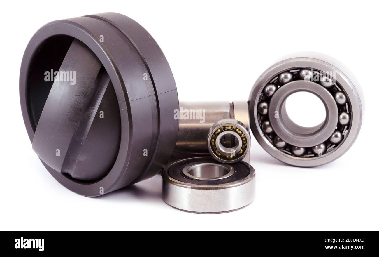 Different types of bearings on a white background.Concept of