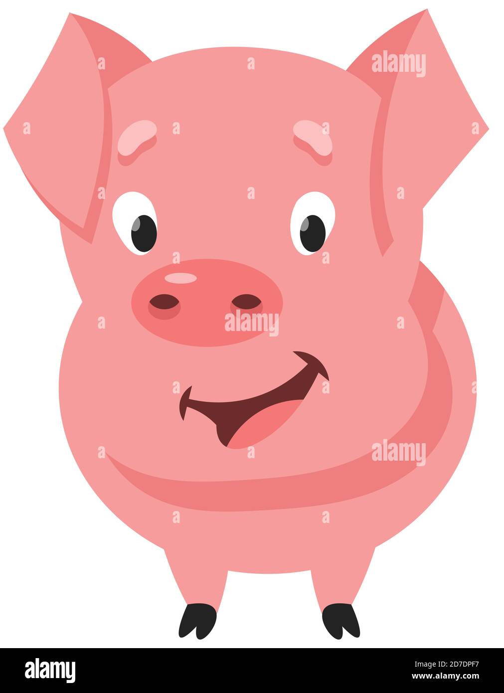 Standing cute little pig. Farm animal in cartoon style. Stock Vector