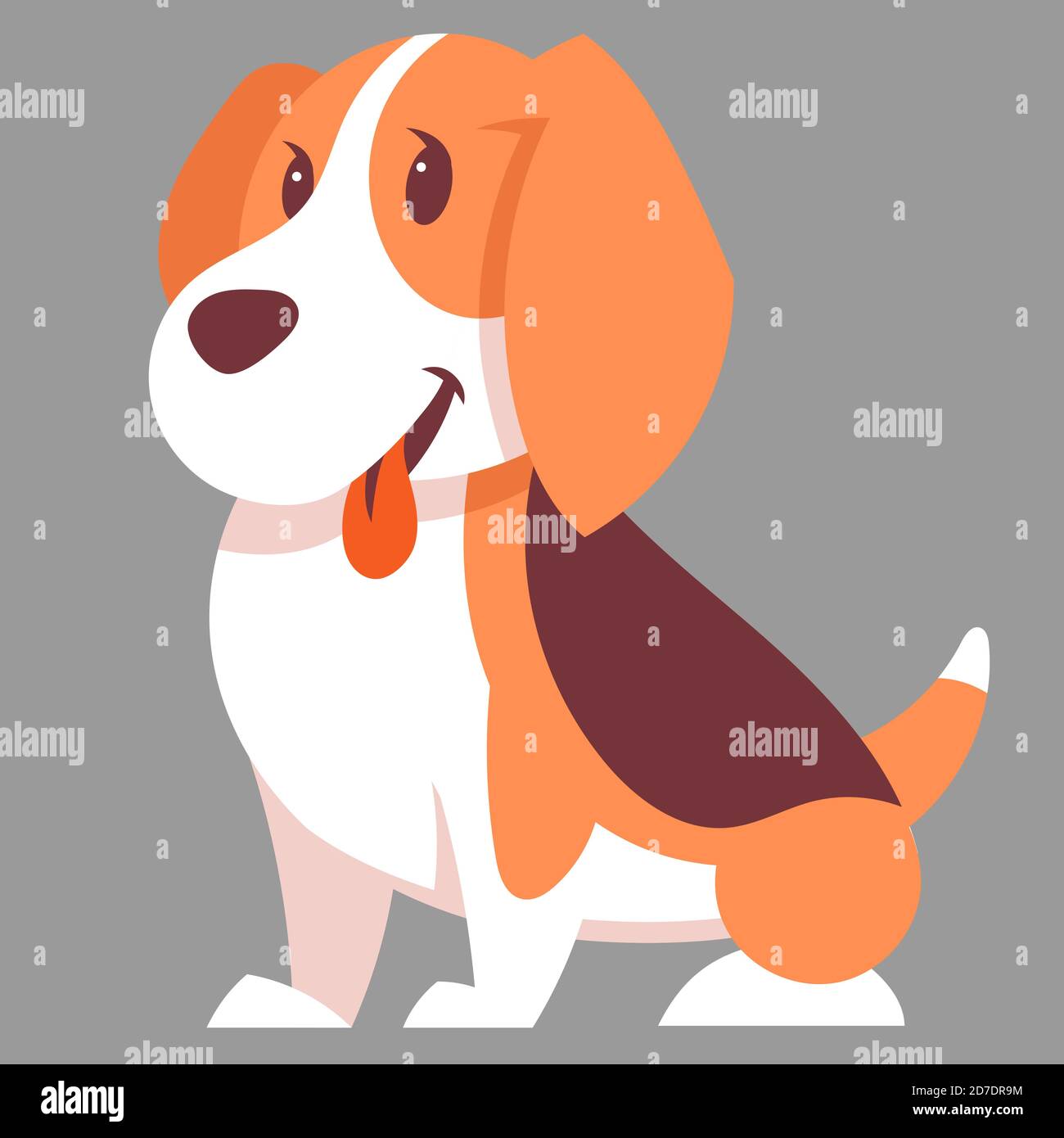 Sitting Beagle dog. Cute pet in cartoon style. Stock Vector