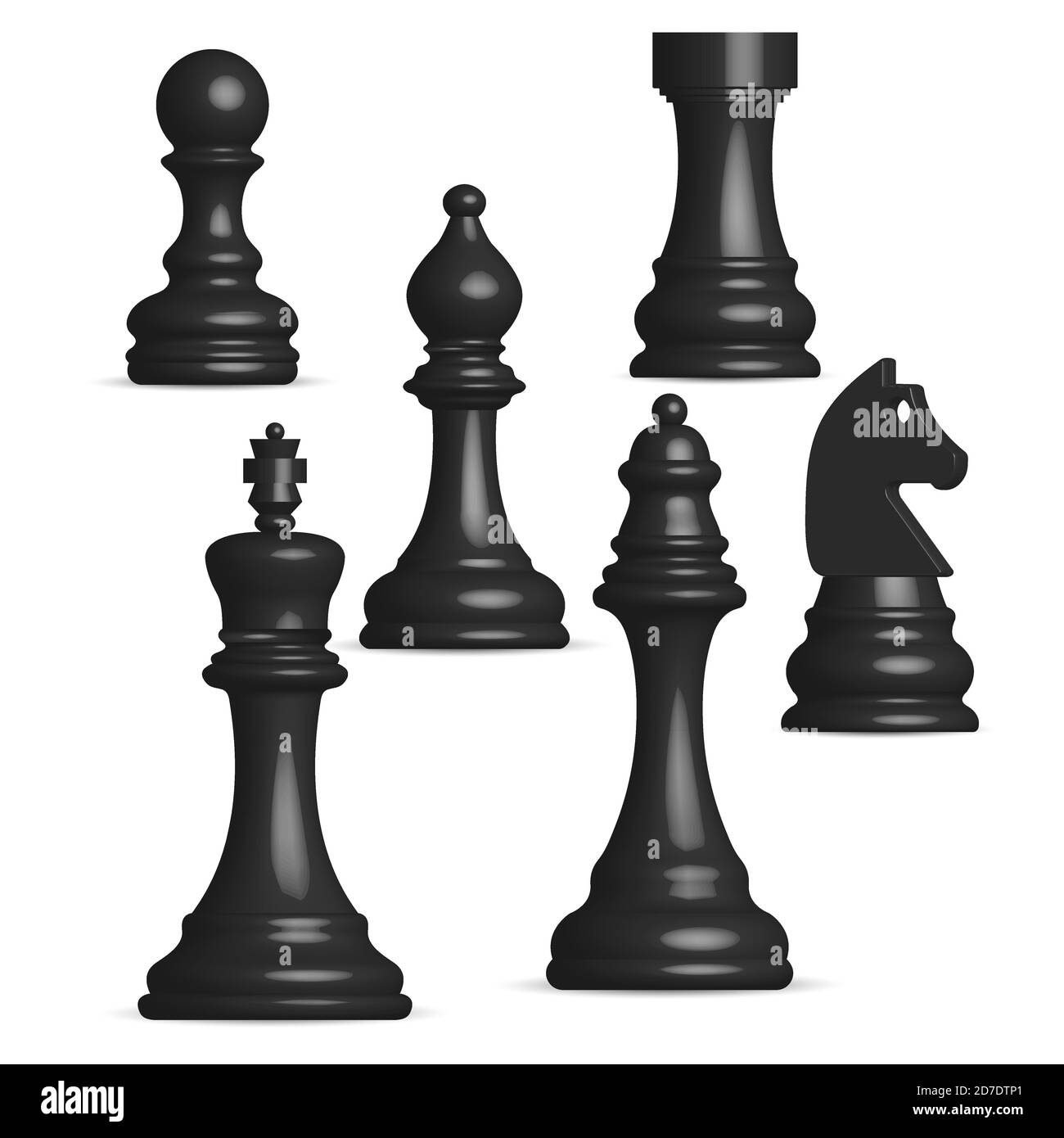 Set Black Chess Pieces Chess Piece Stock Vector (Royalty Free