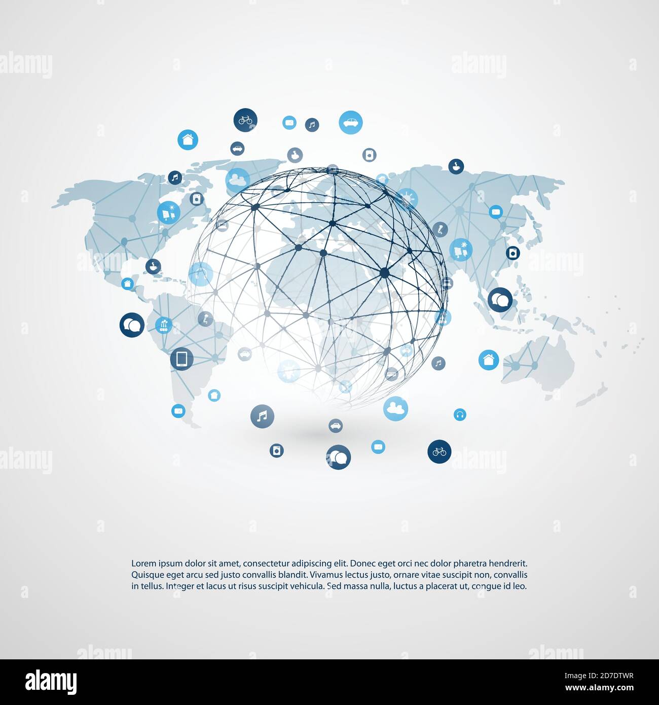 Internet of Things, Cloud Computing Design Concept with Icons - Digital ...