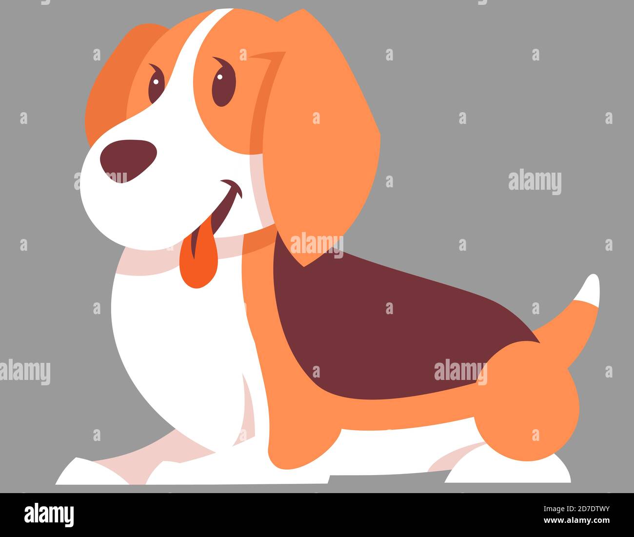Lying Beagle dog. Cute pet in cartoon style. Stock Vector