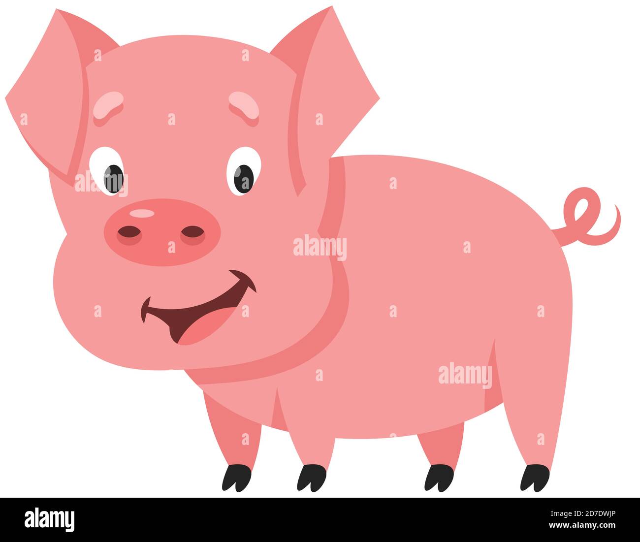 Standing cute little pig. Farm animal in cartoon style. Stock Vector