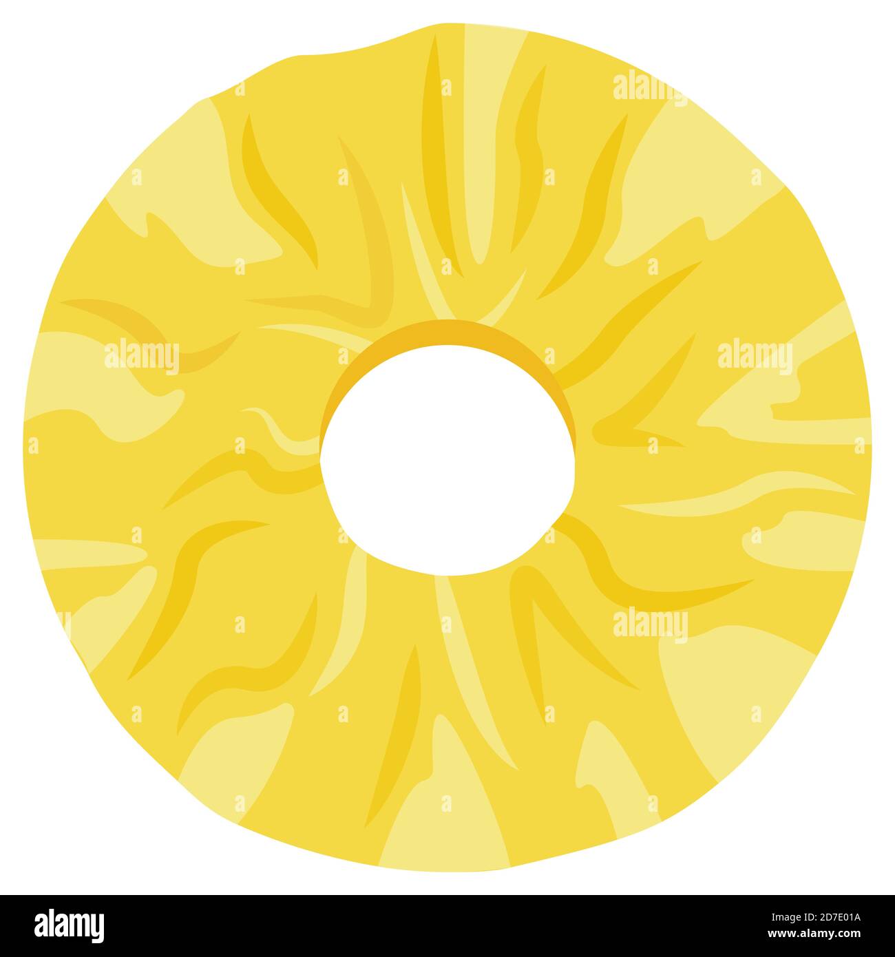 Pineapple slice in cartoon style. Juicy fruit isolated on white