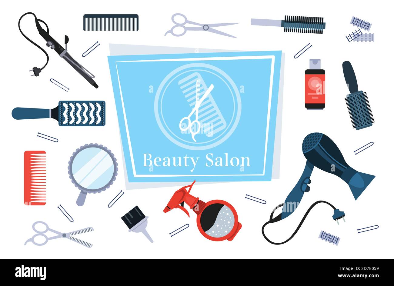 set hairdresser tools and accessories collection beauty salon concept
