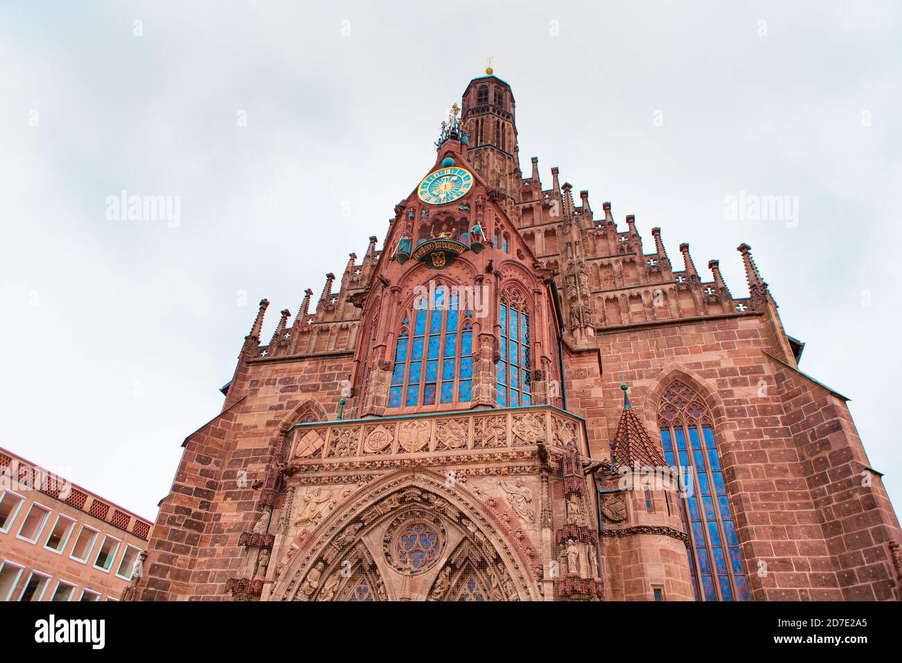 Famous Church of Our Lady in Nuremberg . Gothic catholic cathedral from