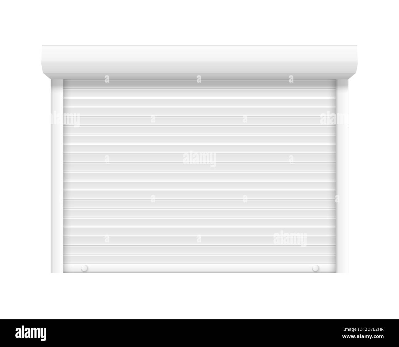 Garage shutter door. Closed roller steel store window. Vector realistic
