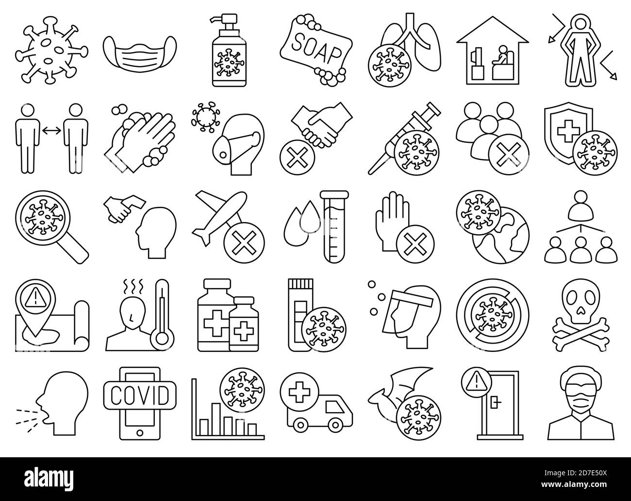 Corona Line Iconset Stock Photo