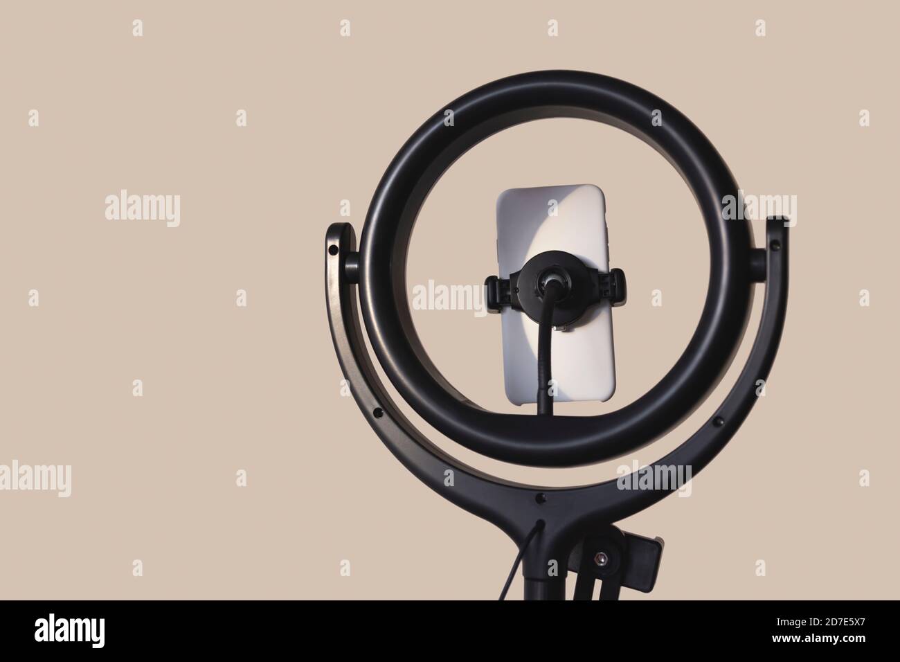 Ring light blogging equipment - home studio concept Stock Photo