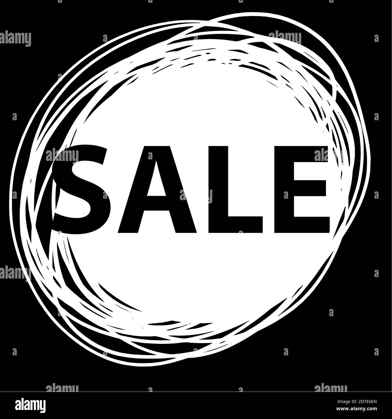 Sale text on hand drawn white line circle shape Stock Photo