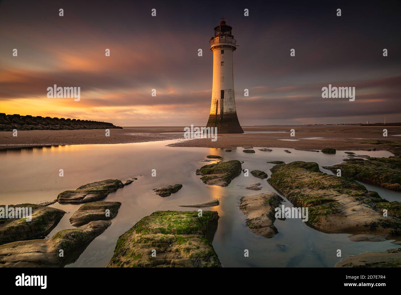 sunset at perch rock Stock Photo