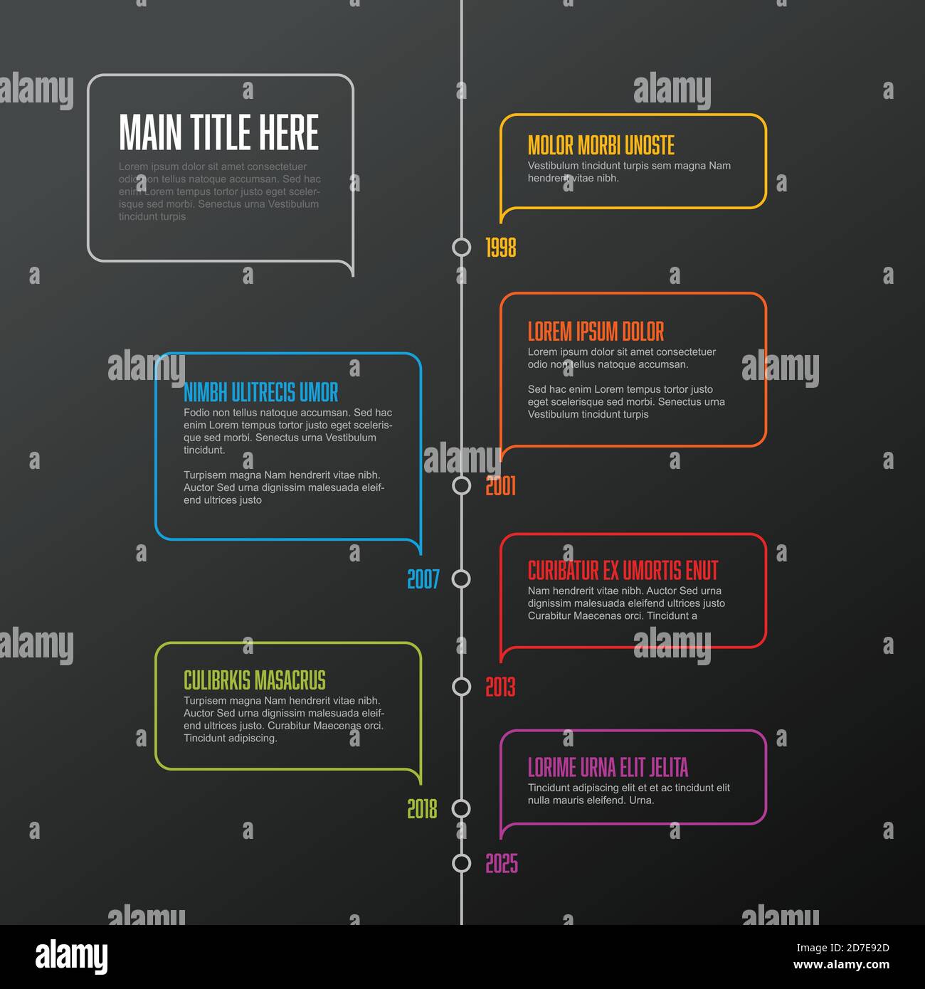 Vector vertical infographic timeline template with thin line color ...
