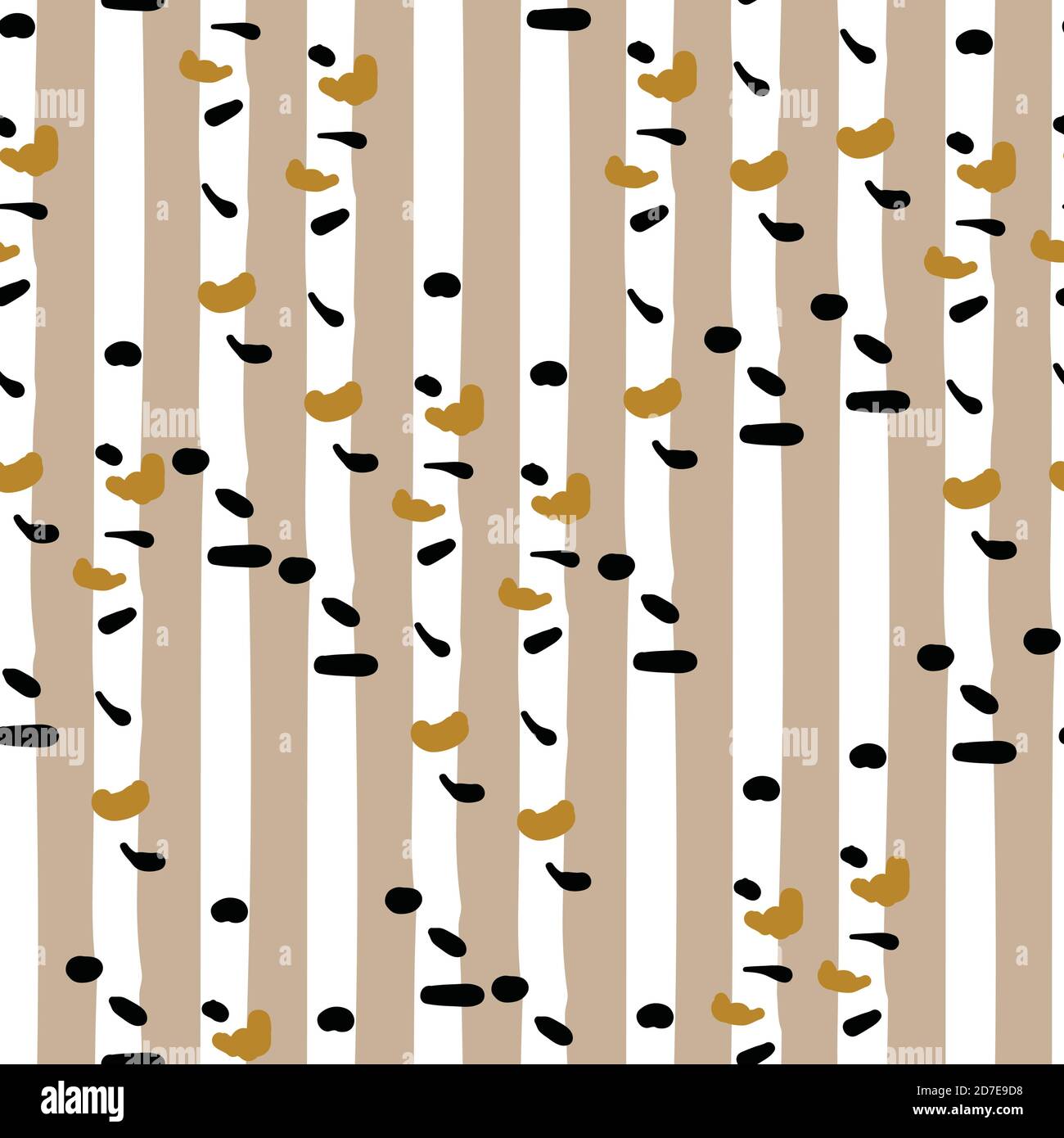 birch and shelf fungi seamless vector pattern Stock Vector