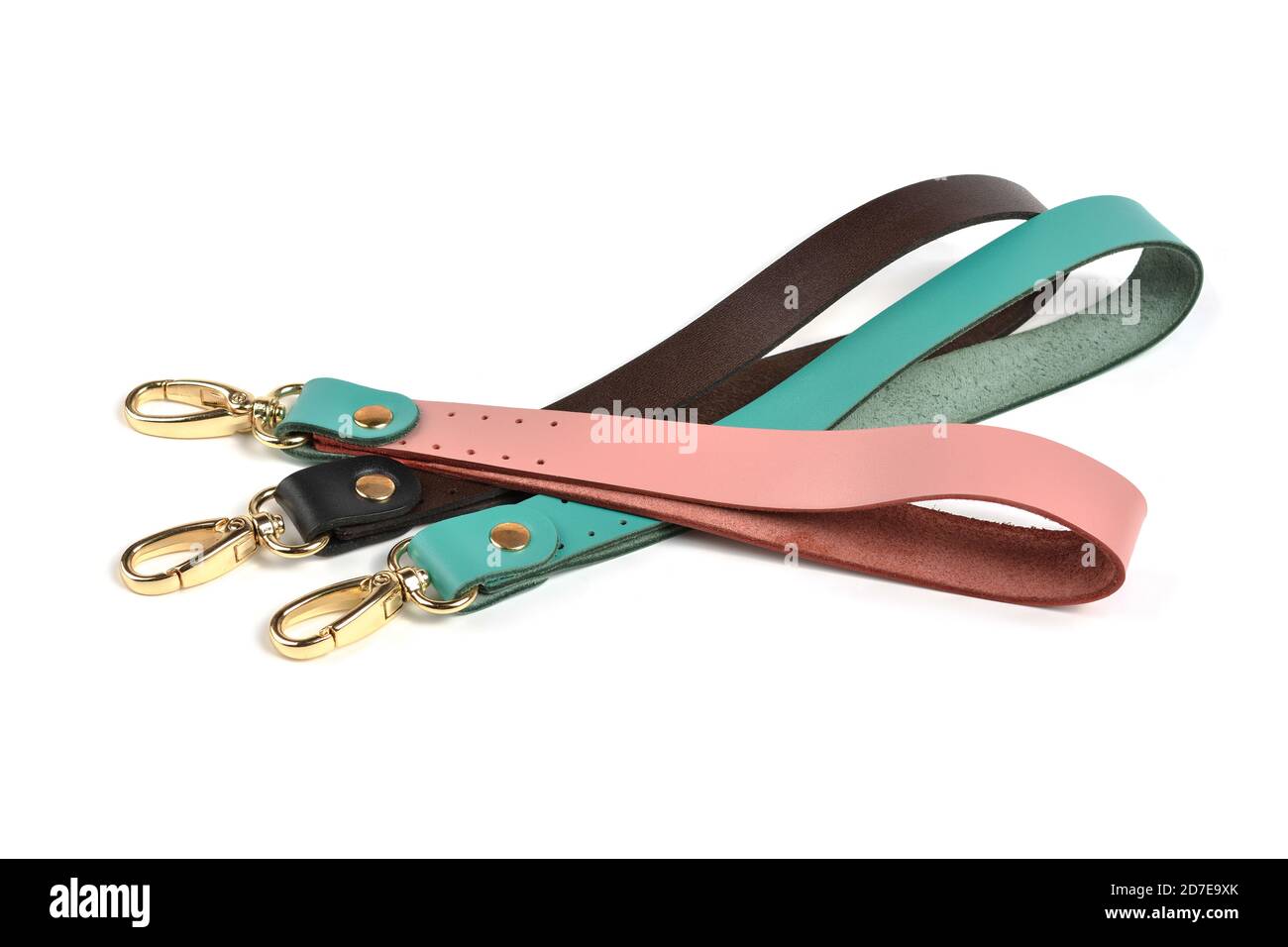 Blank loop pink green brown gray color leather key chain collection on ...