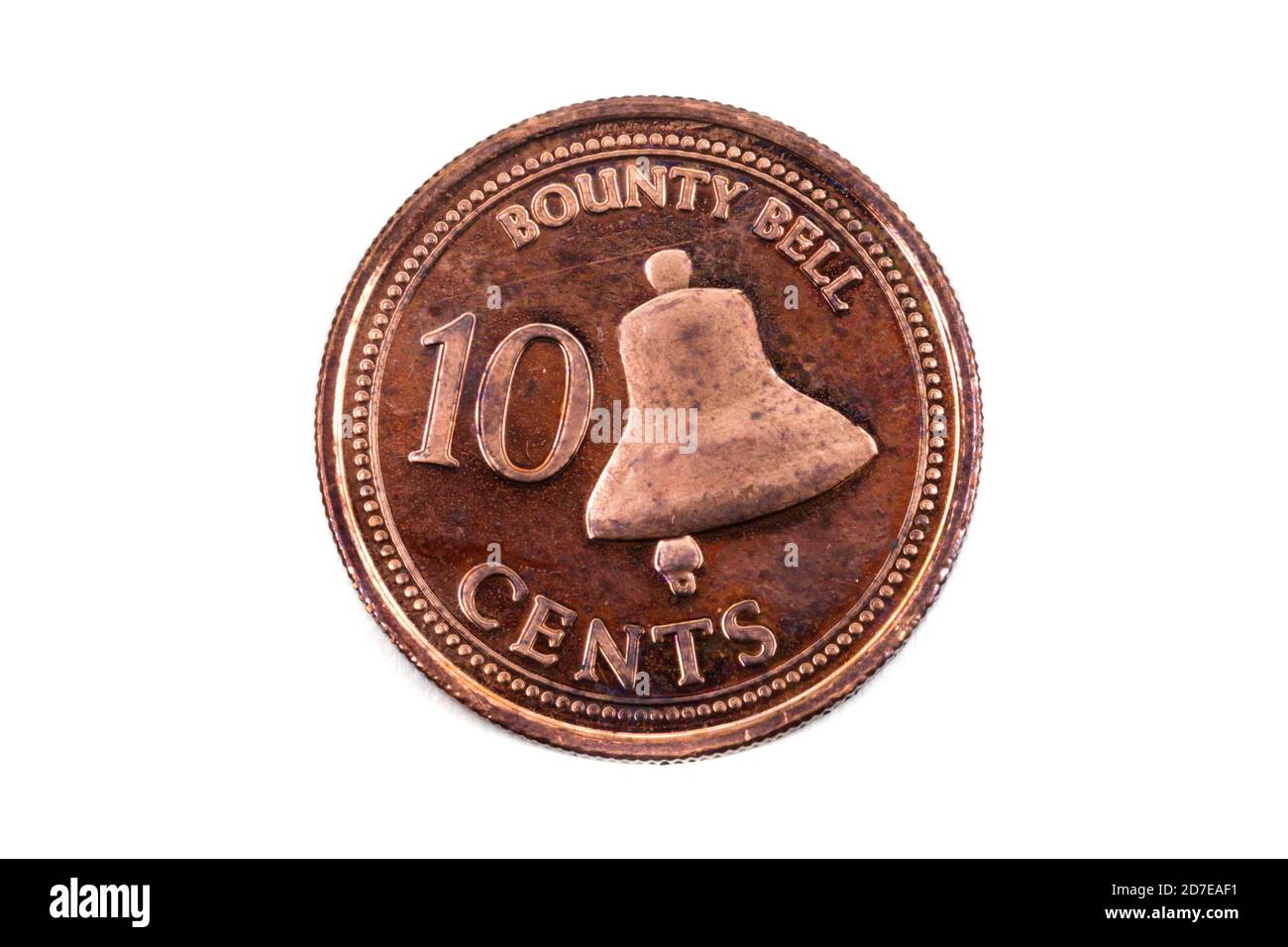 A close up view of a Ten Cents coin from the Pitcairn Islands Stock Photo