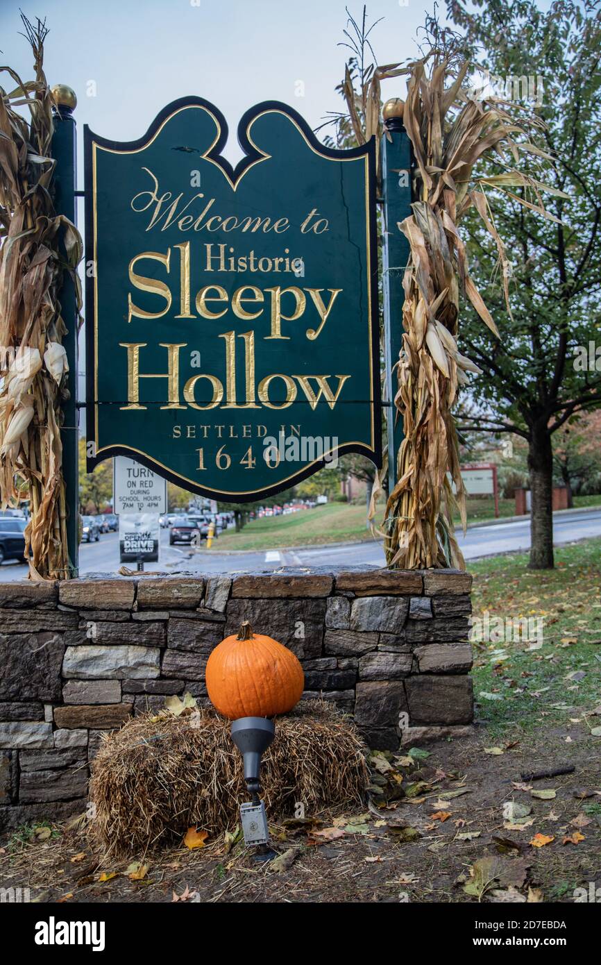 Sleepy Hollow NY in October 2019- Home of the Tale of the Headless Horseman - previously a part of Tarrytown, NY Stock Photo