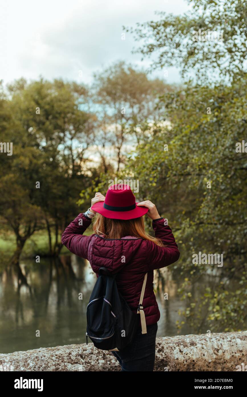 Beautiful girl backpack hat hi-res stock photography and images - Alamy