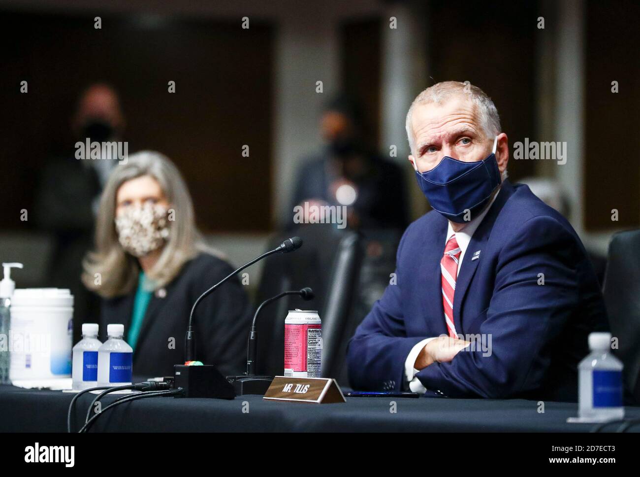 Washington, United States Of America. 22nd Oct, 2020. United States Senator Joni Ernst (Republican of Iowa) and US Senator Thom Tillis (Republican of North Carolina) attend a US Senate Judiciary Committee meeting on the nomination of Judge Amy Coney Barrett to be an associate justice of the U.S. Supreme Court on Capitol Hill in Washington, U.S., October 22, 2020. Credit: Hannah McKay/Pool via CNP | usage worldwide Credit: dpa/Alamy Live News Stock Photo