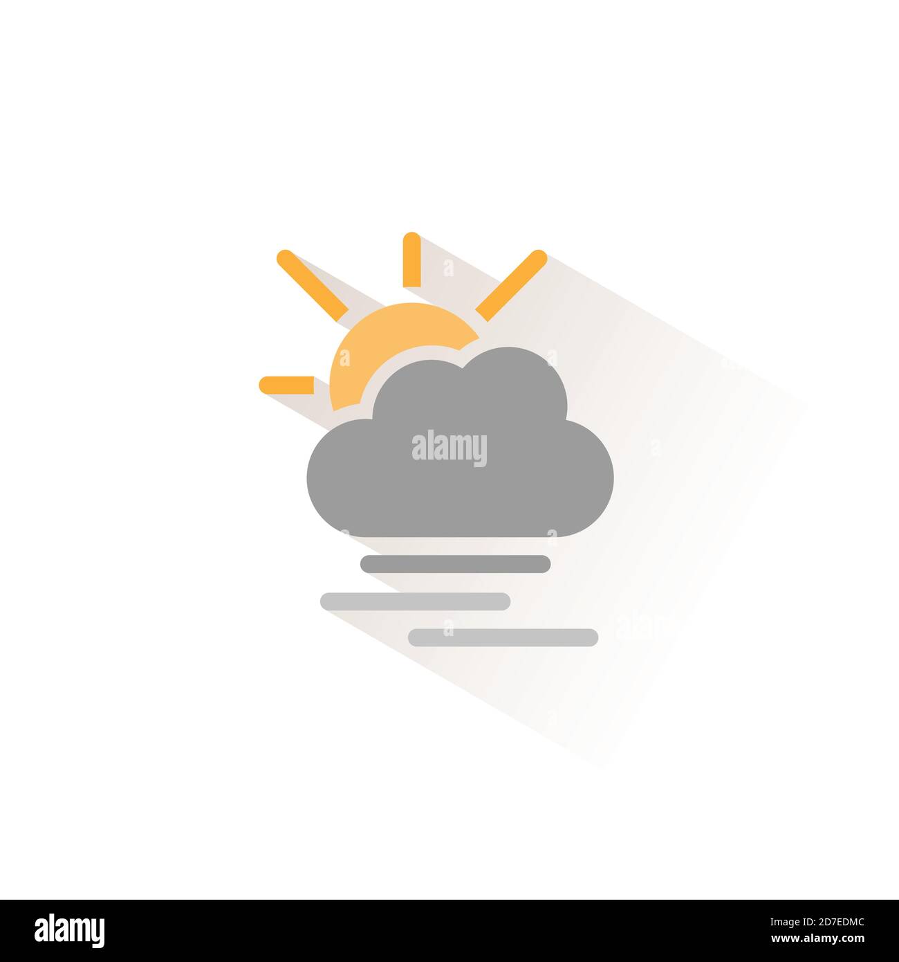 Heavy fog, cloud and sun. Isolated color icon. Weather glyph vector ...